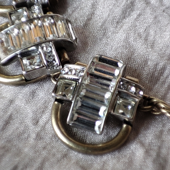 Banana Republic Baguette Silver and Gold Clear Rhinestone Square Round Stones - Picture 9 of 11